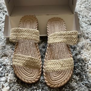 Khaki Braid Slide Sandal